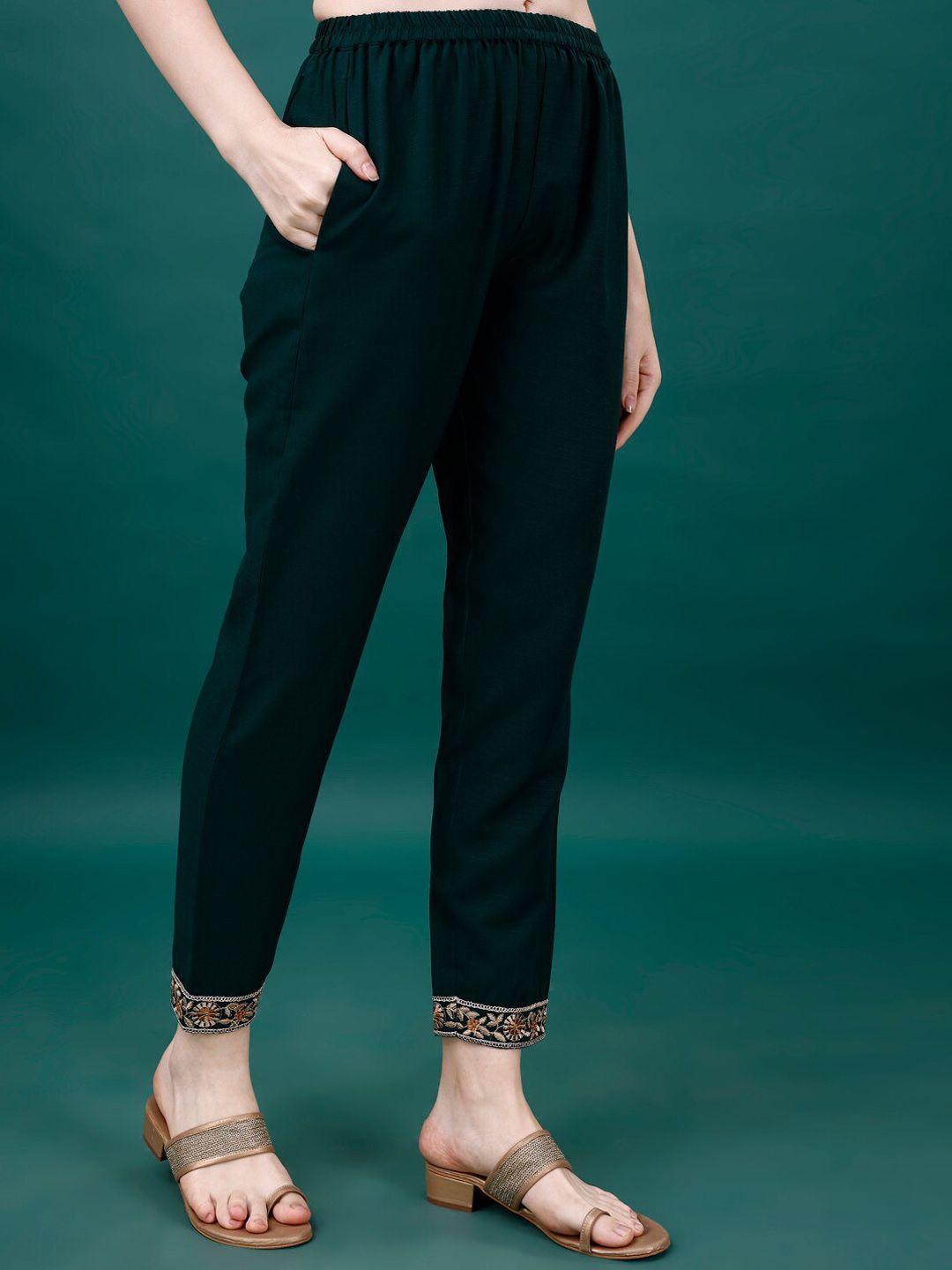 KALINI Floral Embroidered Sequinned Kurta & Trousers With Dupatta