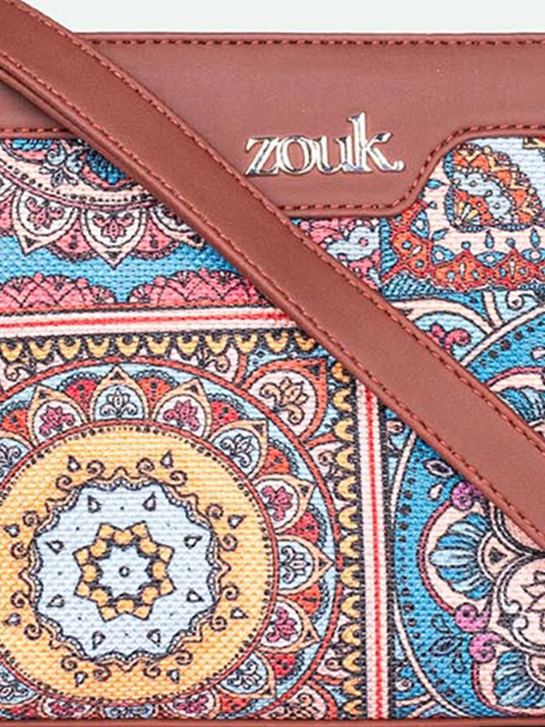 ZOUK Ethnic Motifs Printed Structured Sling Bag