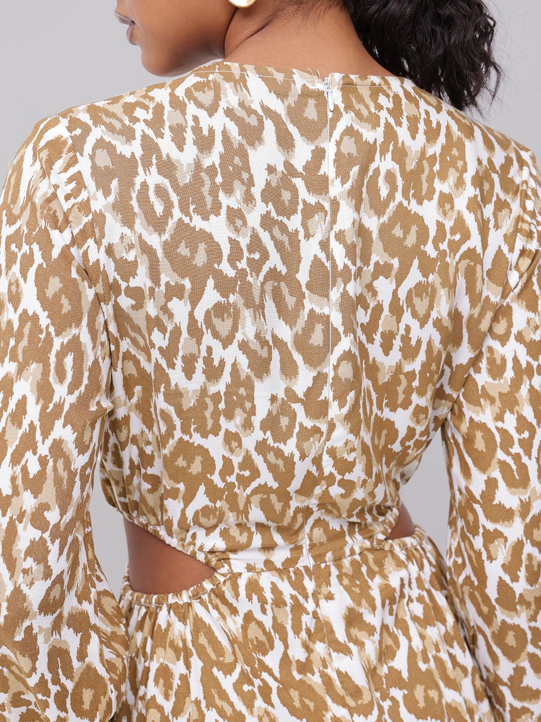 DressBerry Wild Printed With Cut Out Waist Side Slit A-Line Dress