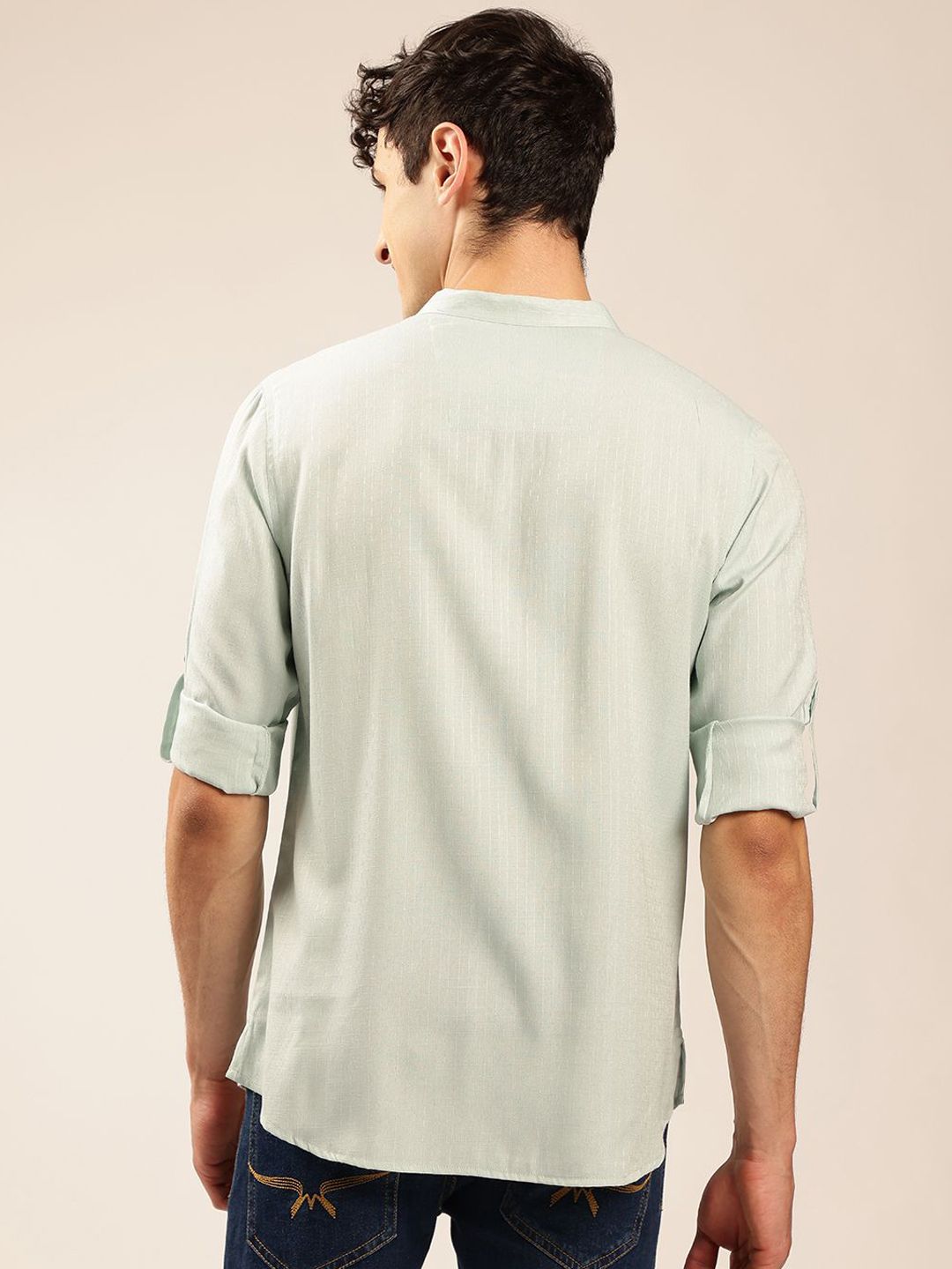 Anouk Solid Mandarin collar Pathani Short Kurta