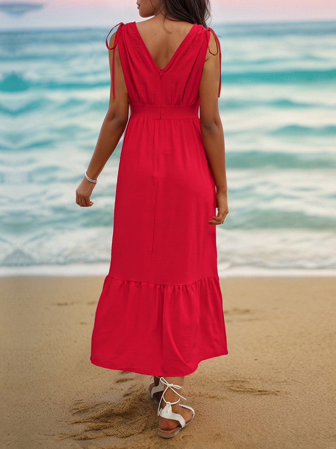 DressBerry Empire Maxi Dress with Tie-Ups Detail