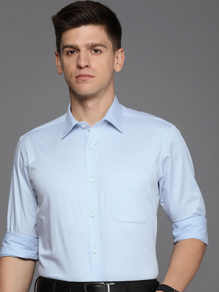 Raymond Pure Cotton Self Design Slim Fit Textured Formal Shirt