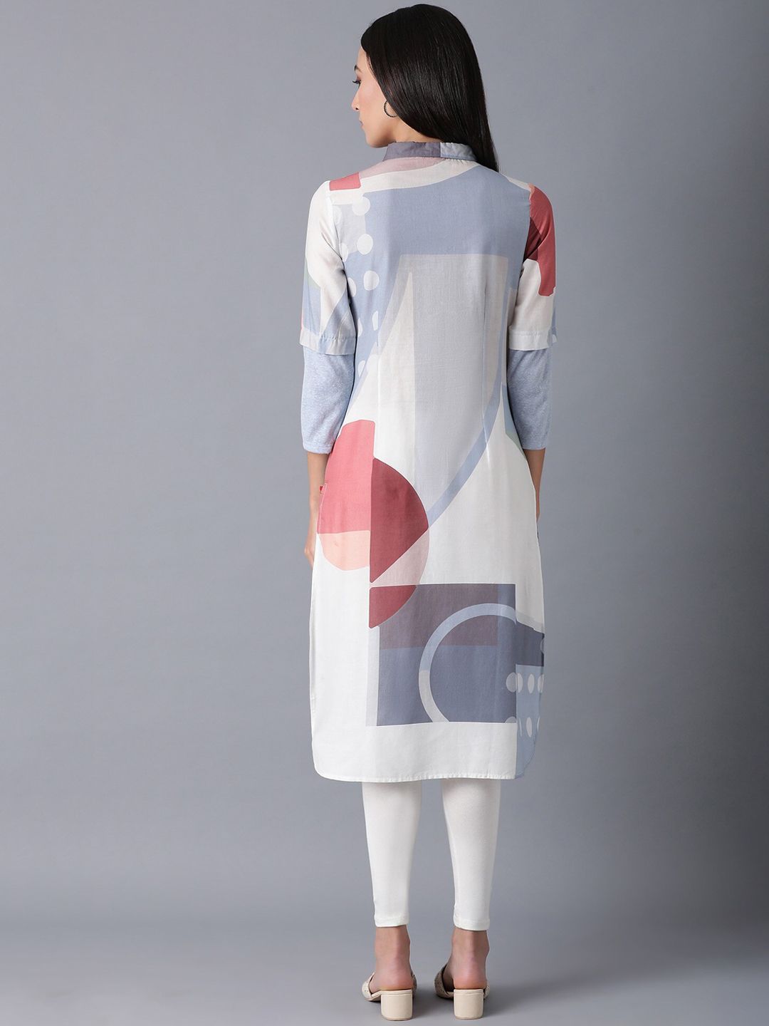 W Women Blue Printed Kurta