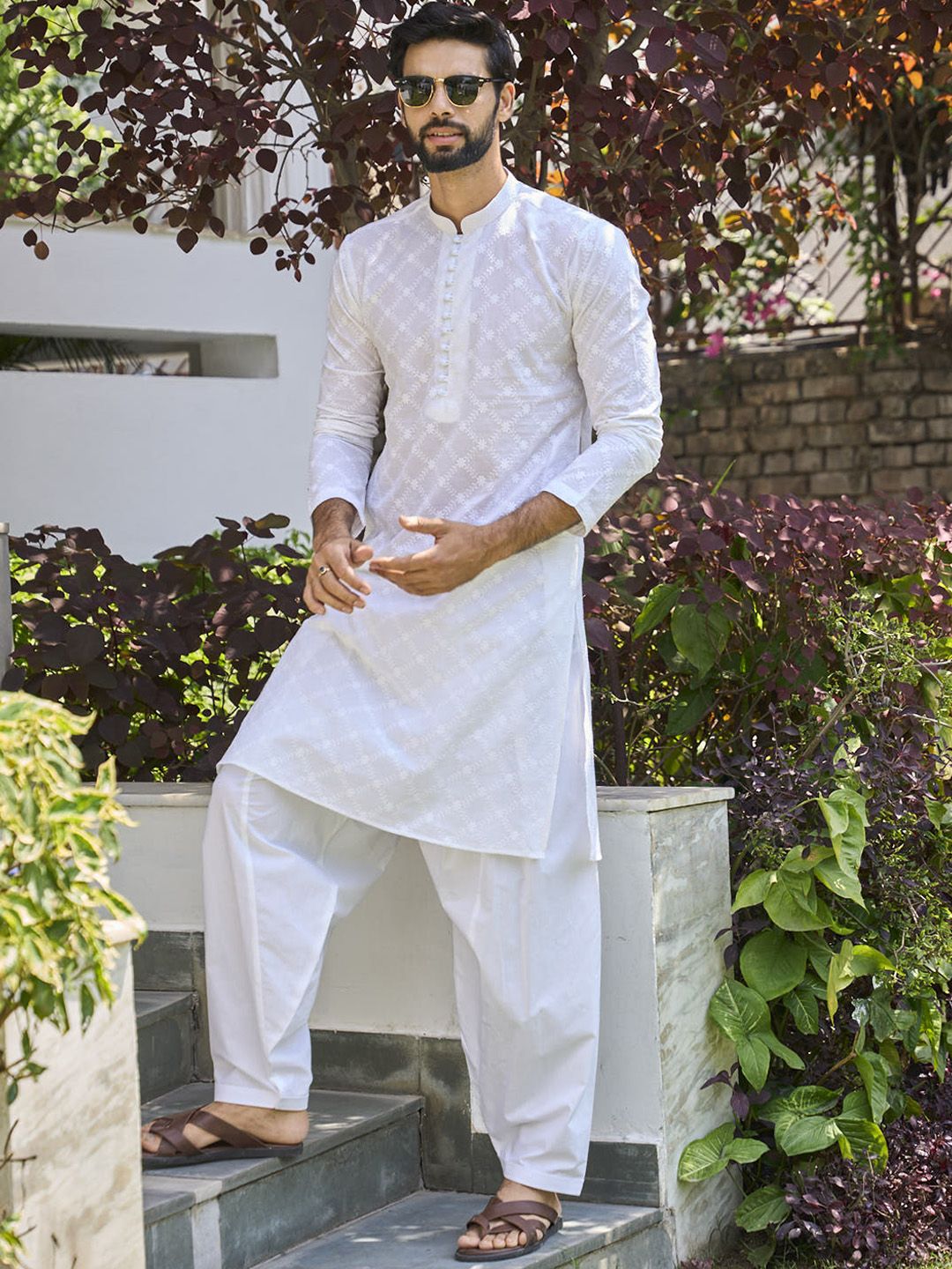 See Designs Ethnic Motifs Embroidered Chikankari Pure Cotton Kurta With Salwar