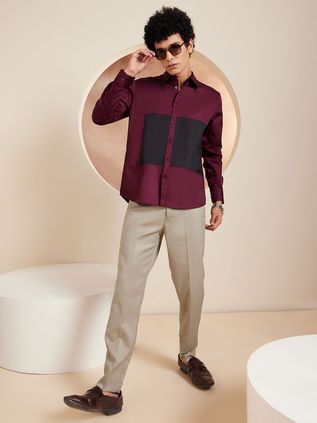 DENNISON Smart Colorblocked Cotton Casual Shirt