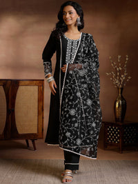 Libas Floral Yoke Design Panelled Sequinned Kurta with Trousers & Dupatta