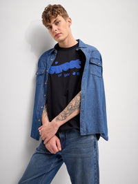 THE BEAR HOUSE Men Typography Printed Round Neck Pure Cotton Oversized T-shirt