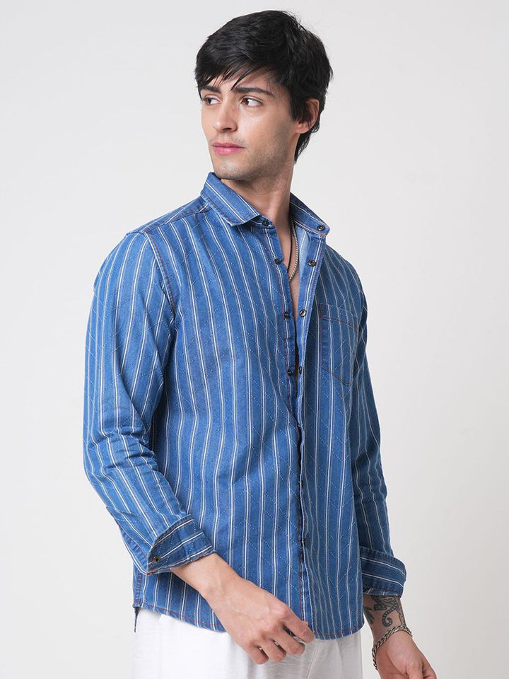 VASTRADO Men Classic Slim Fit Pinstripes Opaque Striped Casual Shirt