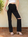 DressBerry Women Rebel Slash Knee Straight Fit Pure Cotton Jeans
