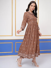 Vishudh Women V-Neck Embroidered Maxi Dress