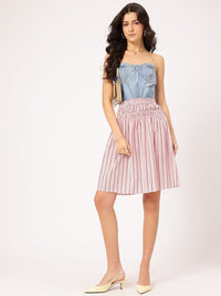 DressBerry Flair Suite Smocked Striped Flared Skirt