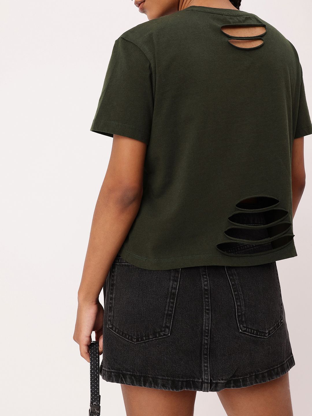 DressBerry Cut Out Printed Relaxed Fit T-shirt