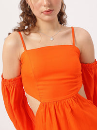 DressBerry Boss Babe Cut-out Waist Smocked A-Line Mini Dress