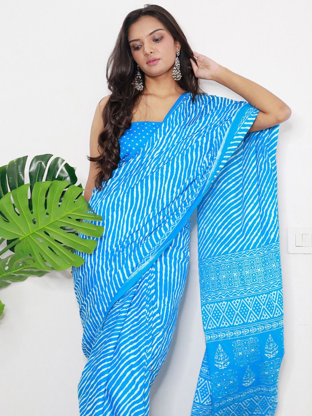 Saree mall Leheriya Printed Pure Cotton Saree