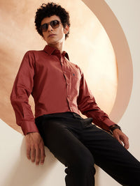 DENNISON Smart Solid Opaque Pure Cotton Satin Shirt