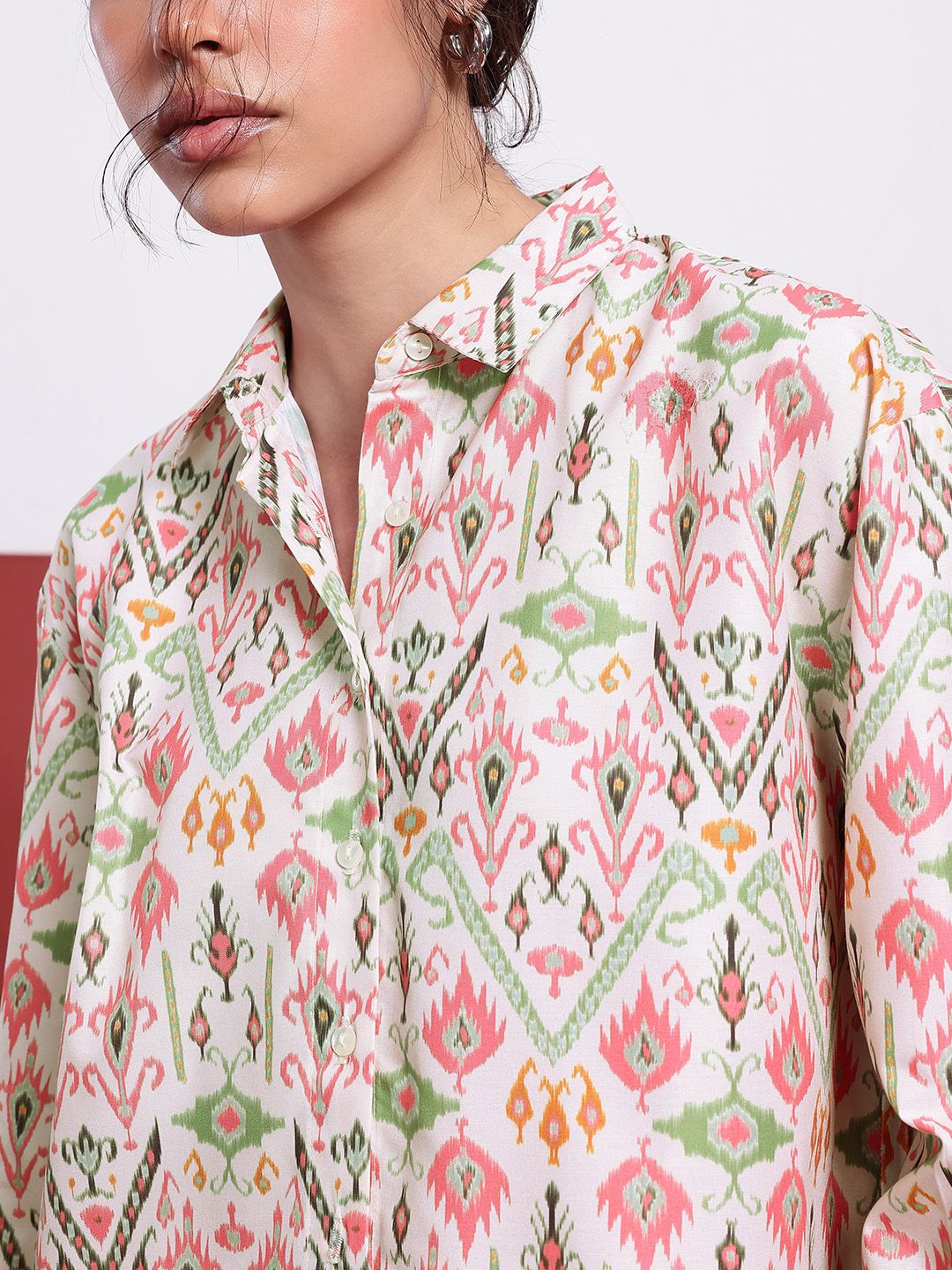 DressBerry Ikat Edge Printed Shirt Style Top