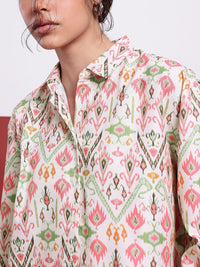 DressBerry Ikat Edge Printed Shirt Style Top