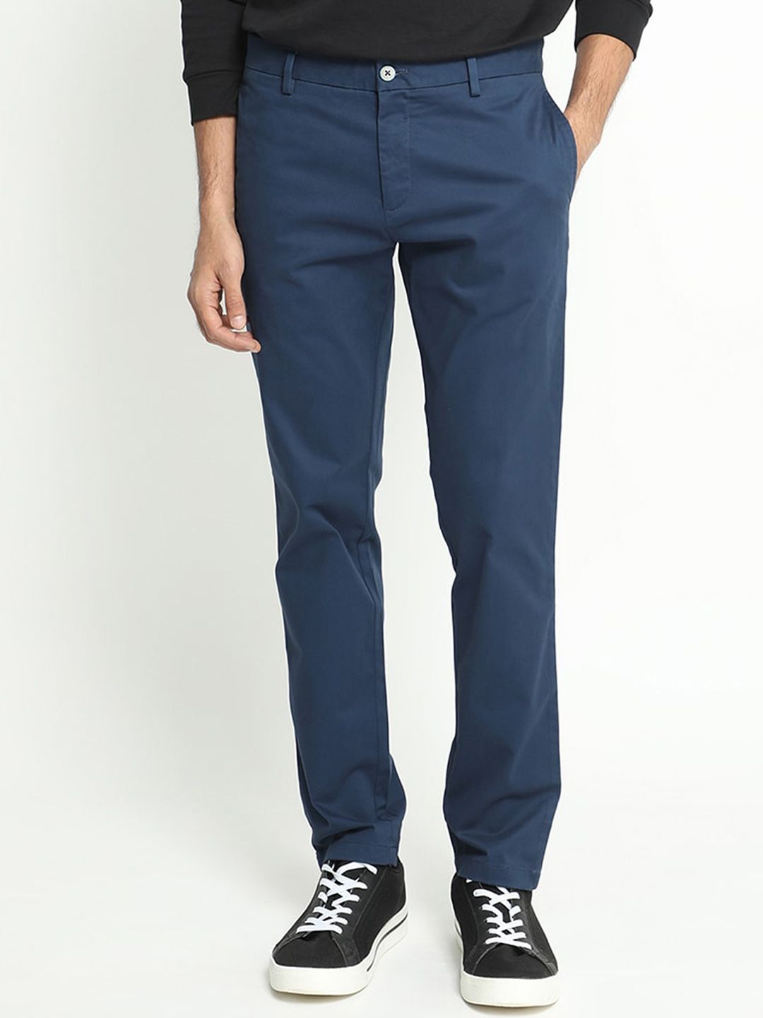 RARE RABBIT Men Pesto Mid Rise Slim Fit Cotton Trouser