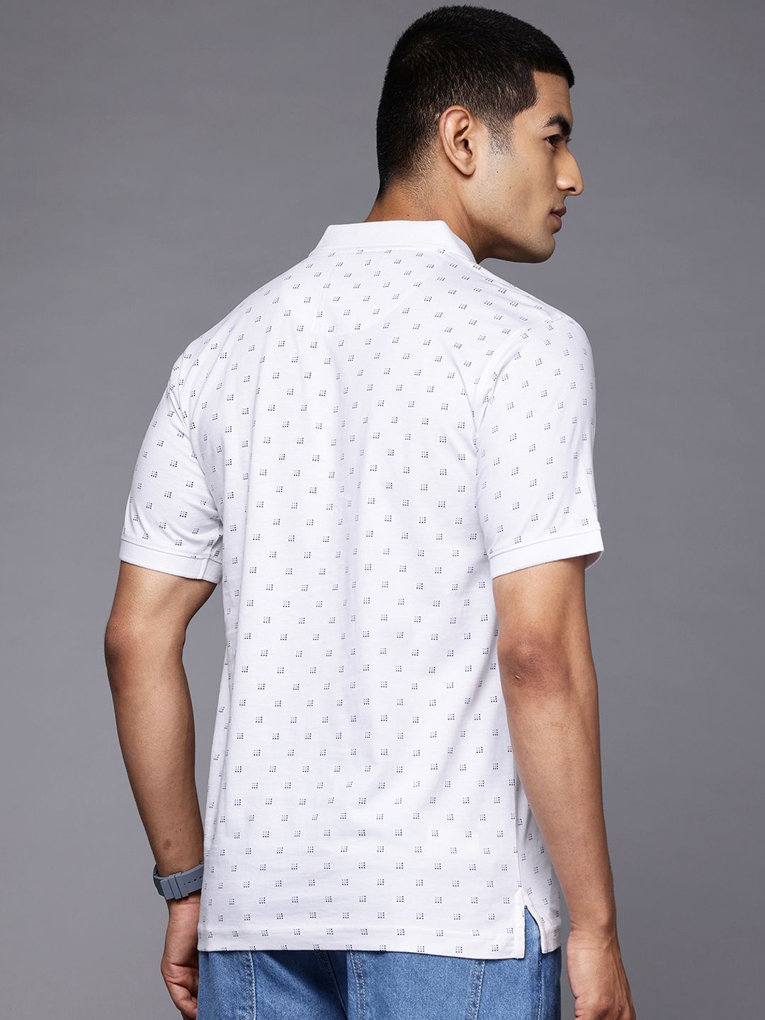 Raymond Geometric Printed Polo Collar Pure Cotton Slim Fit T-shirt