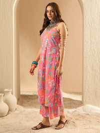 Indo Era Women Floral Printed Regular Pure Cotton Kurta with Palazzos