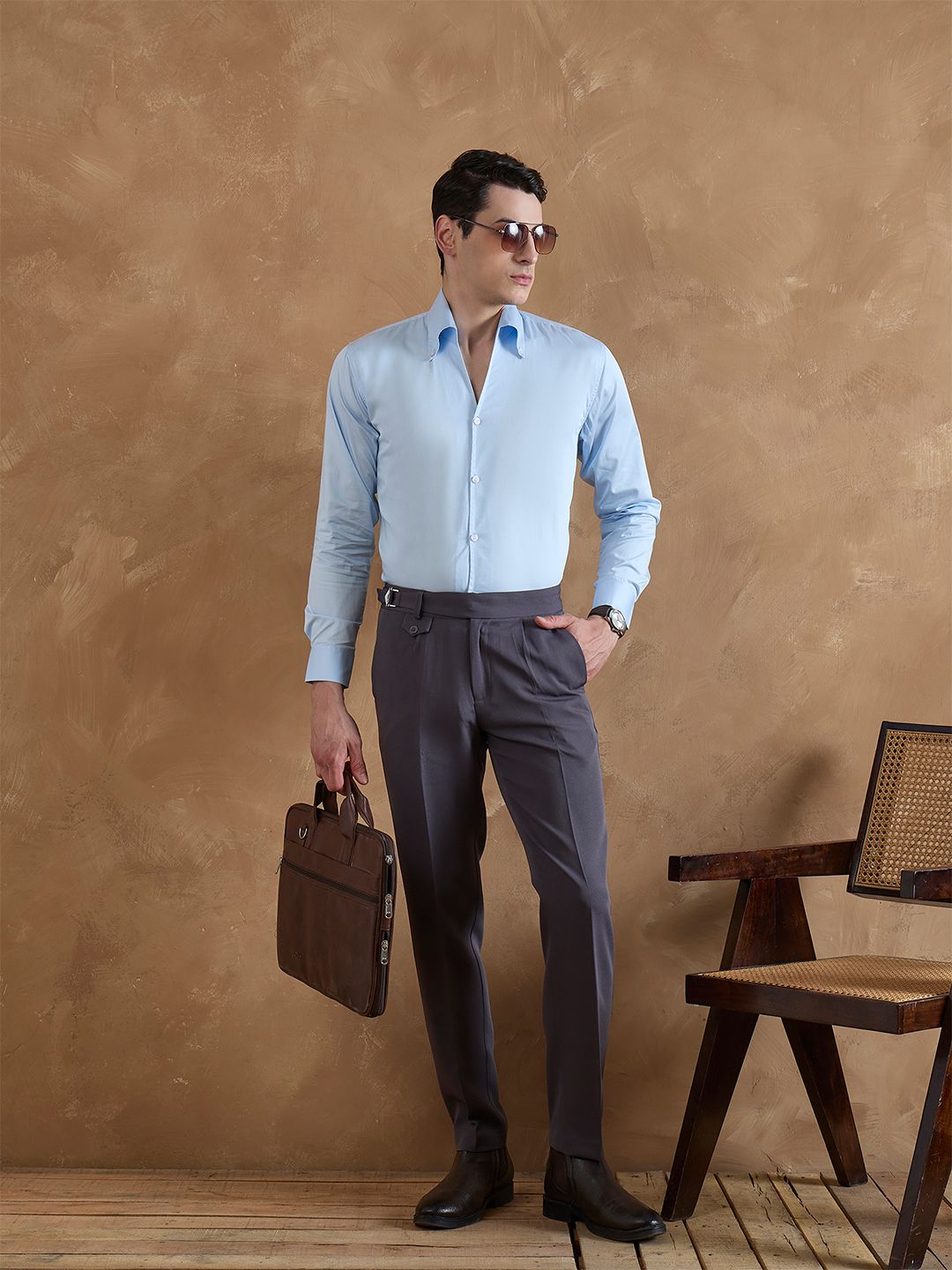 DENNISON Light Blue Cooper Collar Formal Shirt