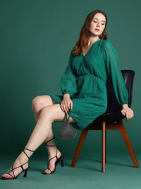 DressBerry Dobby Finish Puff Sleeve Mini Dress