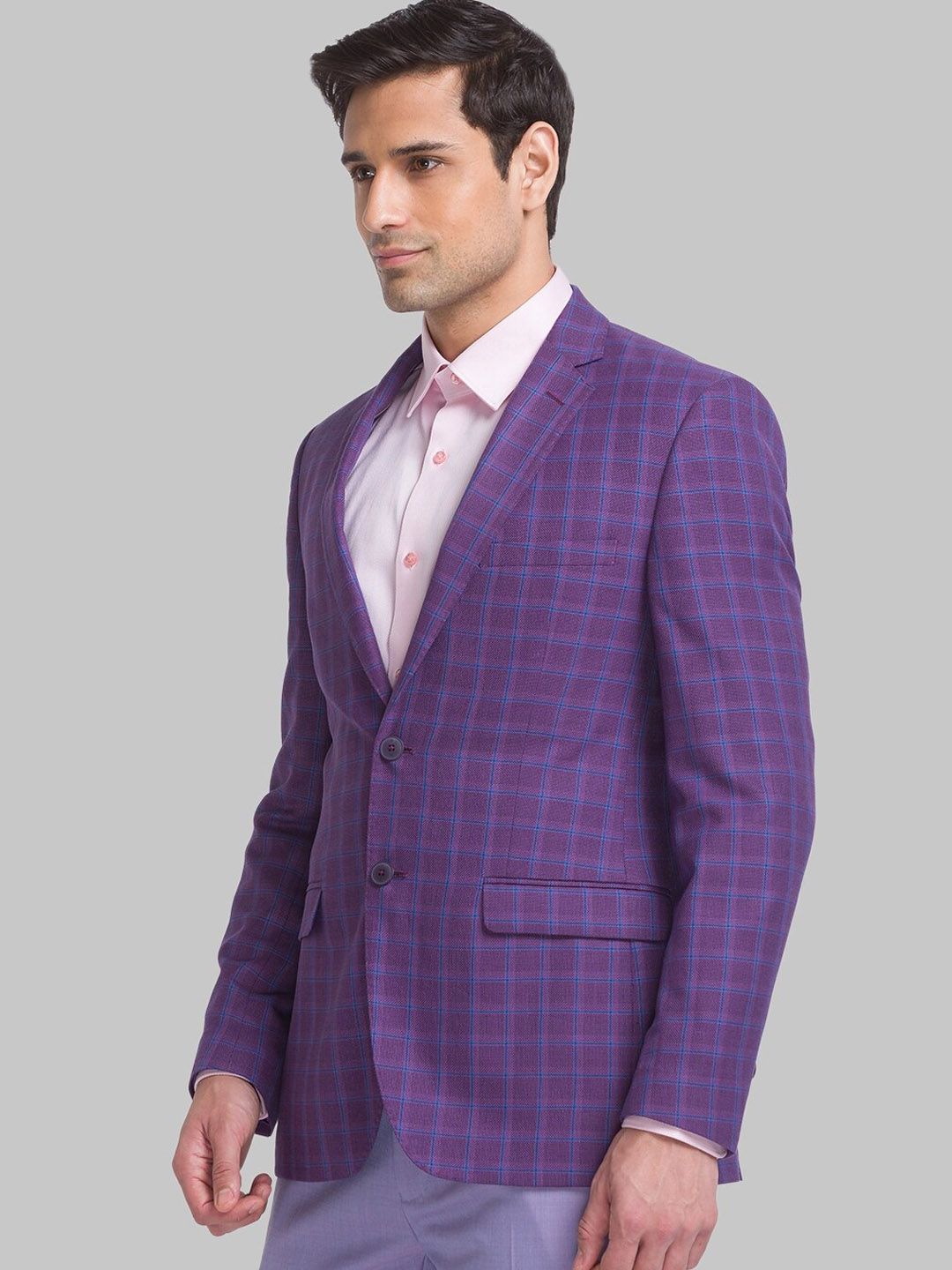 Raymond Checked Contemporary Fit Single-Breasted Blazer