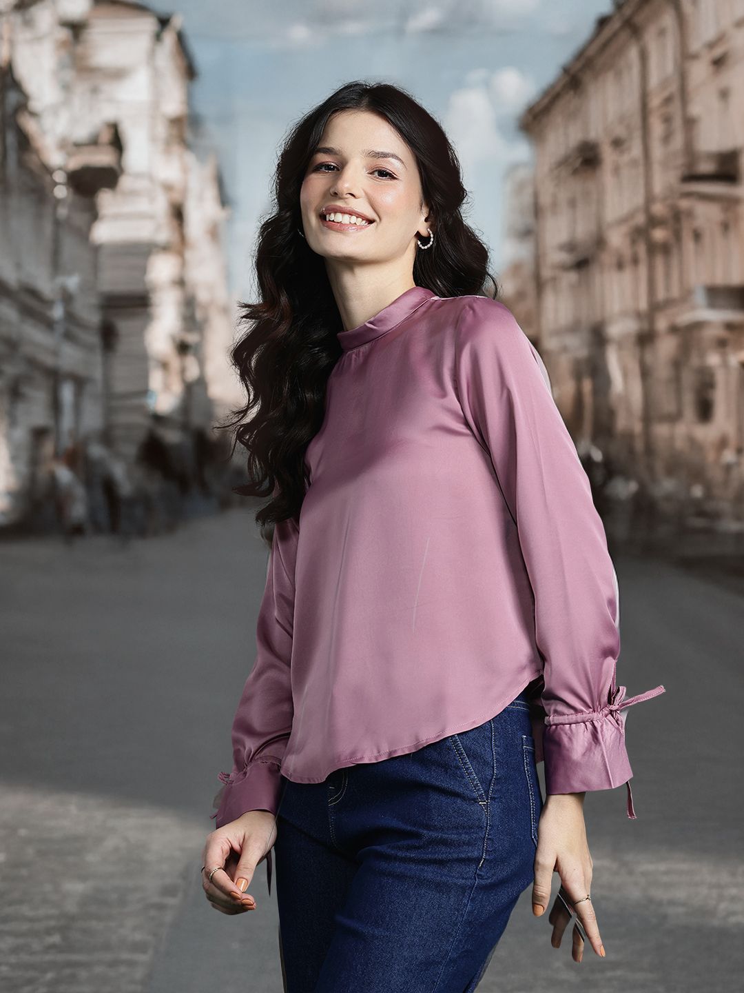 DressBerry Mandarin Collar Regular Top