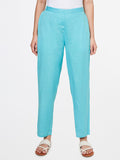 Global Desi Women Blue Straight Fit Trousers