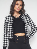AND Geometric Printed Round Neck Long Sleeves Cardigan Sweater