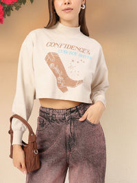 DressBerry Graphic Printed Crop Sweatshirt