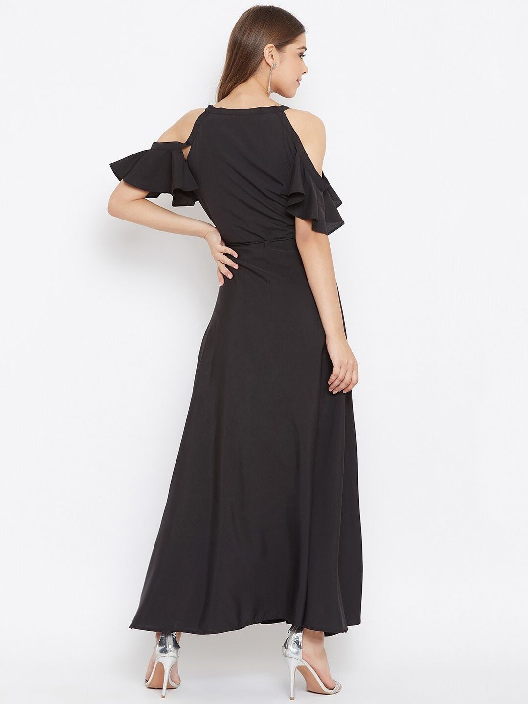 Berrylush Black Crepe Maxi Dress