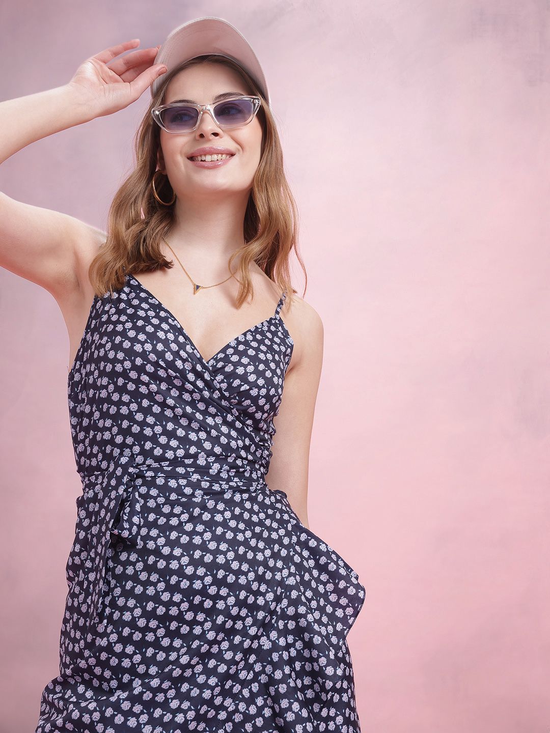 DressBerry Floral Print Ruffled Wrap Dress