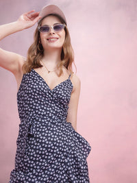 DressBerry Floral Print Ruffled Wrap Dress