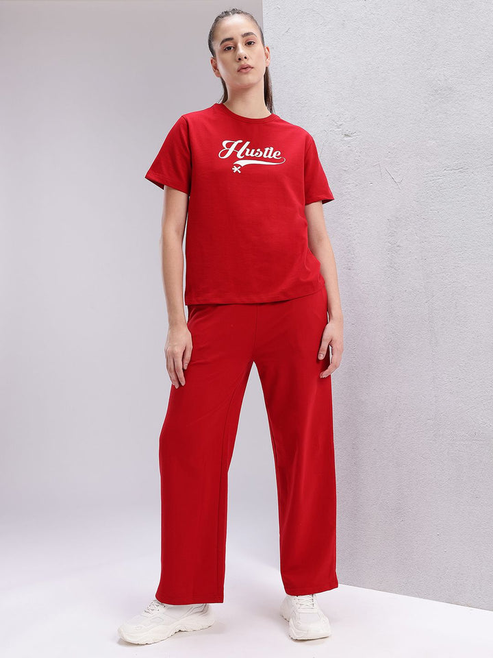 HRX by Hrithik Roshan  Typography Printed T-shirt With Trackpants