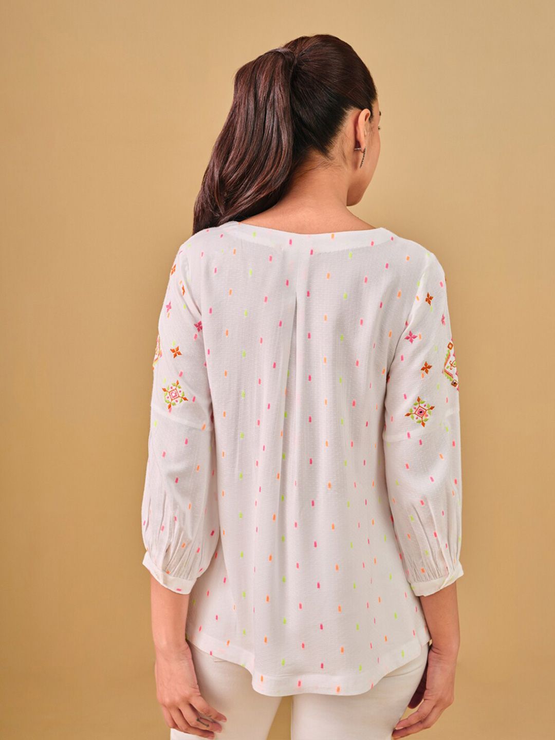 Global Desi V-Neck Floral Printed Top