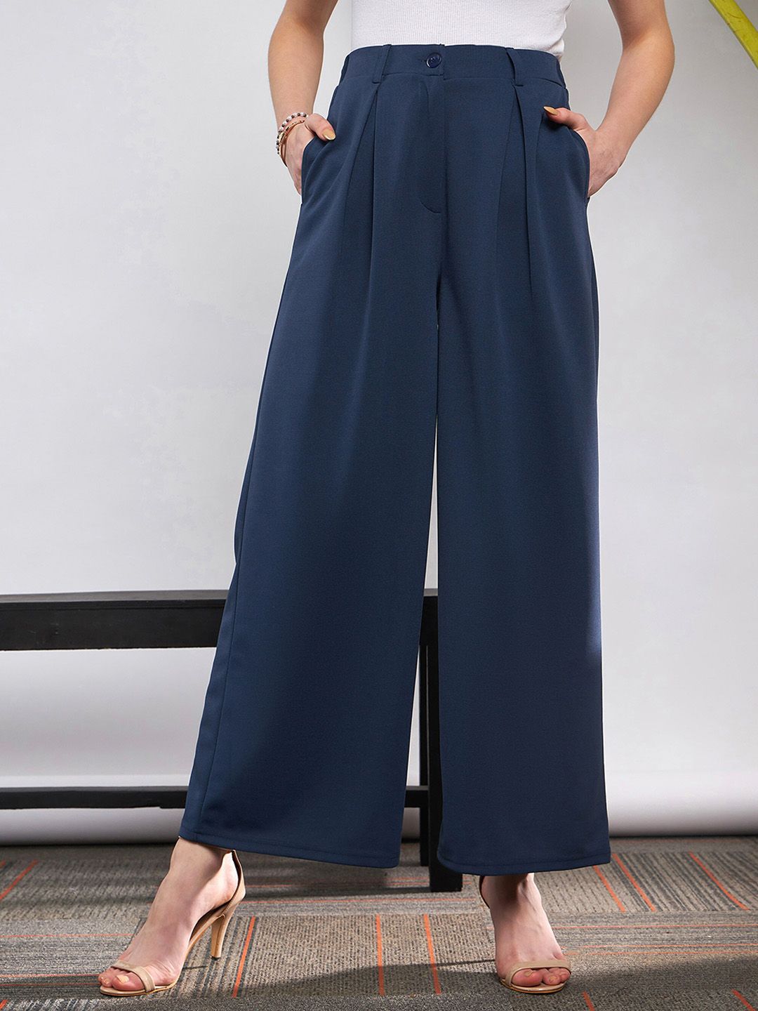 SASSAFRAS Women Flared High-Rise Parallel Trousers