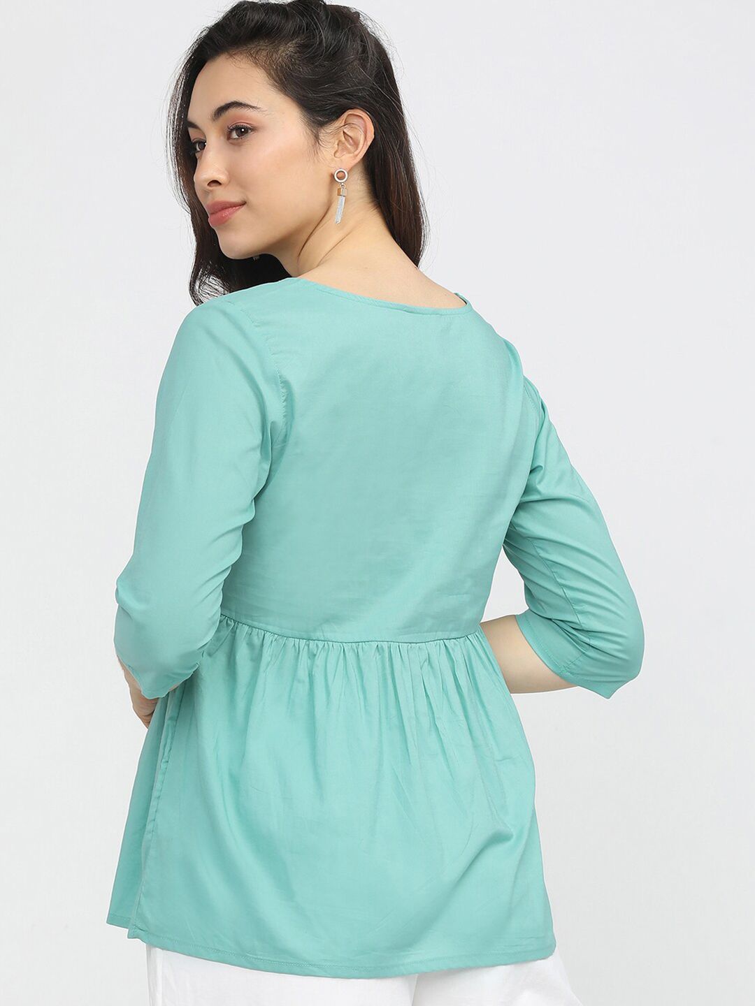 Vishudh Blue Geometric A-Line Top