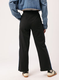 Women Korean Urban Street Shadows Side Stripes Regular Trousers