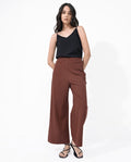 RAREISM Women Flared High-Rise Parallel Cotton Trousers