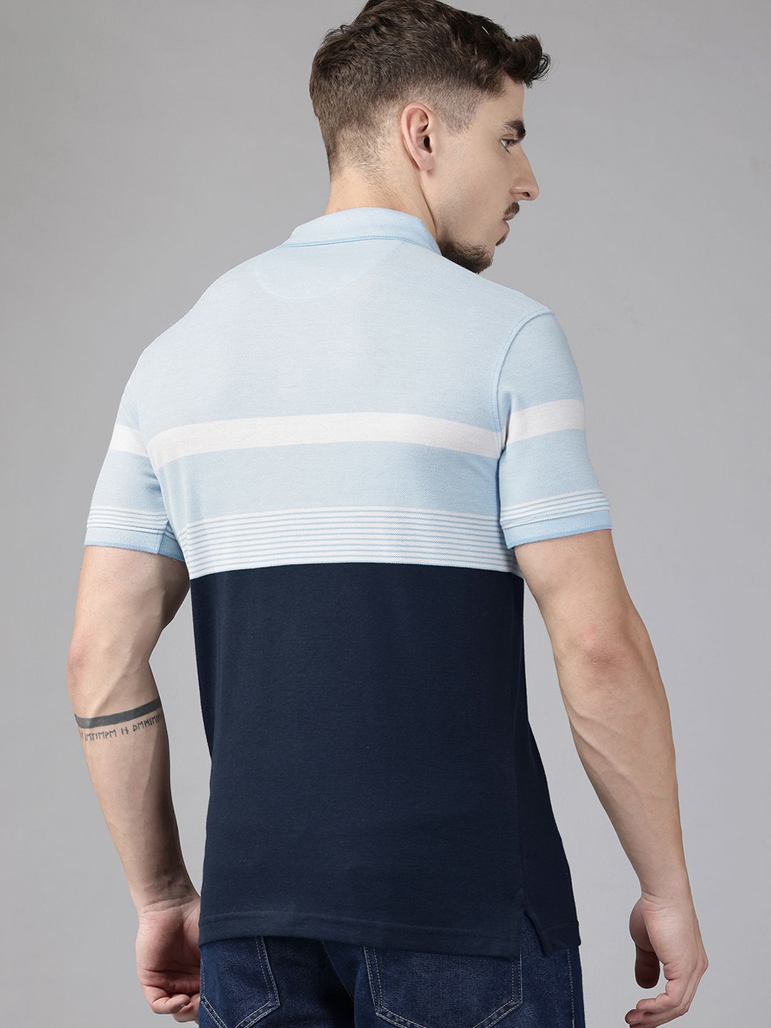 Park Avenue Striped Polo Collar T-shirt