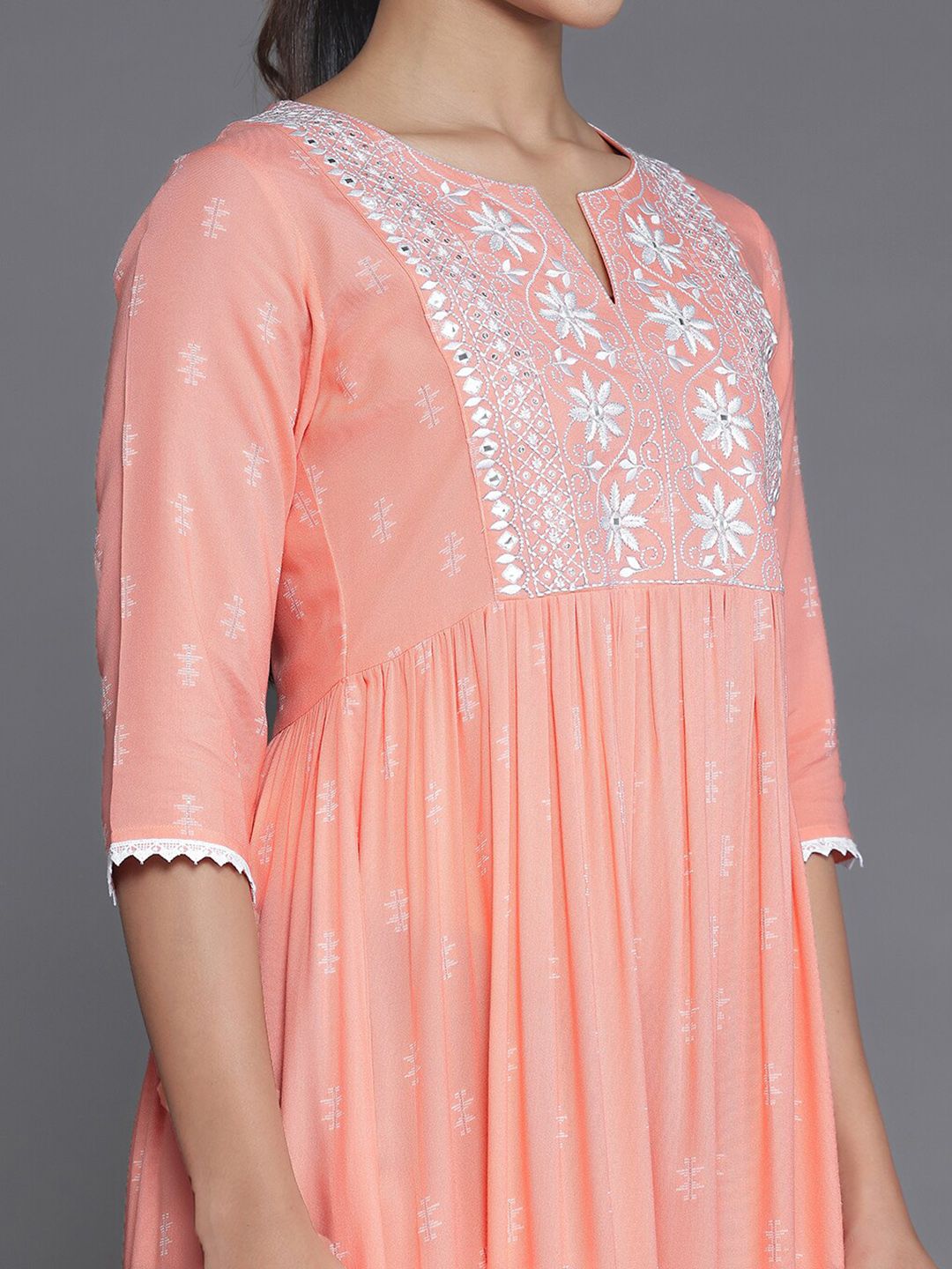 Libas Ethnic Motifs Printed Yoke Woven Design Panelled Dress