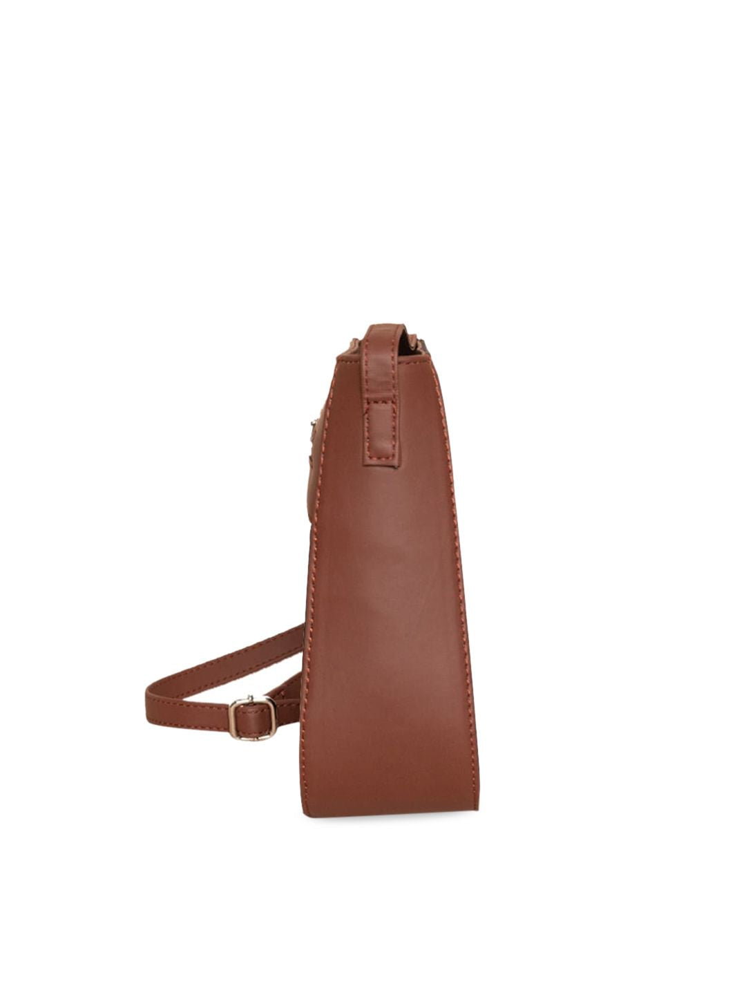 ZOUK Tan Floral Printed Structured Sling Bag