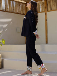 SANSKRUTIHOMES Long Sleeves Lapel Collar Night suit