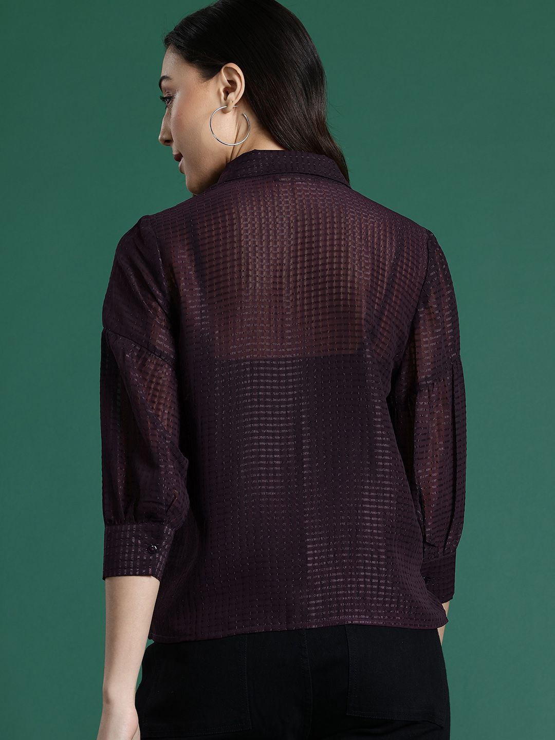 DressBerry Dobby Weave Self-Striped Casual Shirt