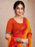 KALINI Bandhani Pure Chiffon Saree