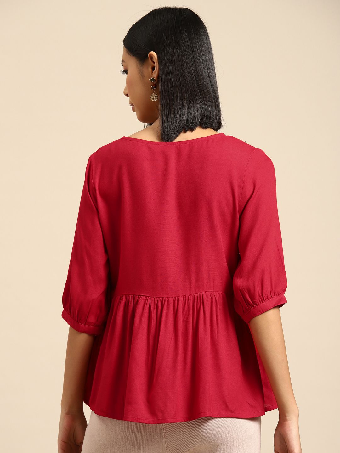 all about you Embroidered Tie-Up Neck Top