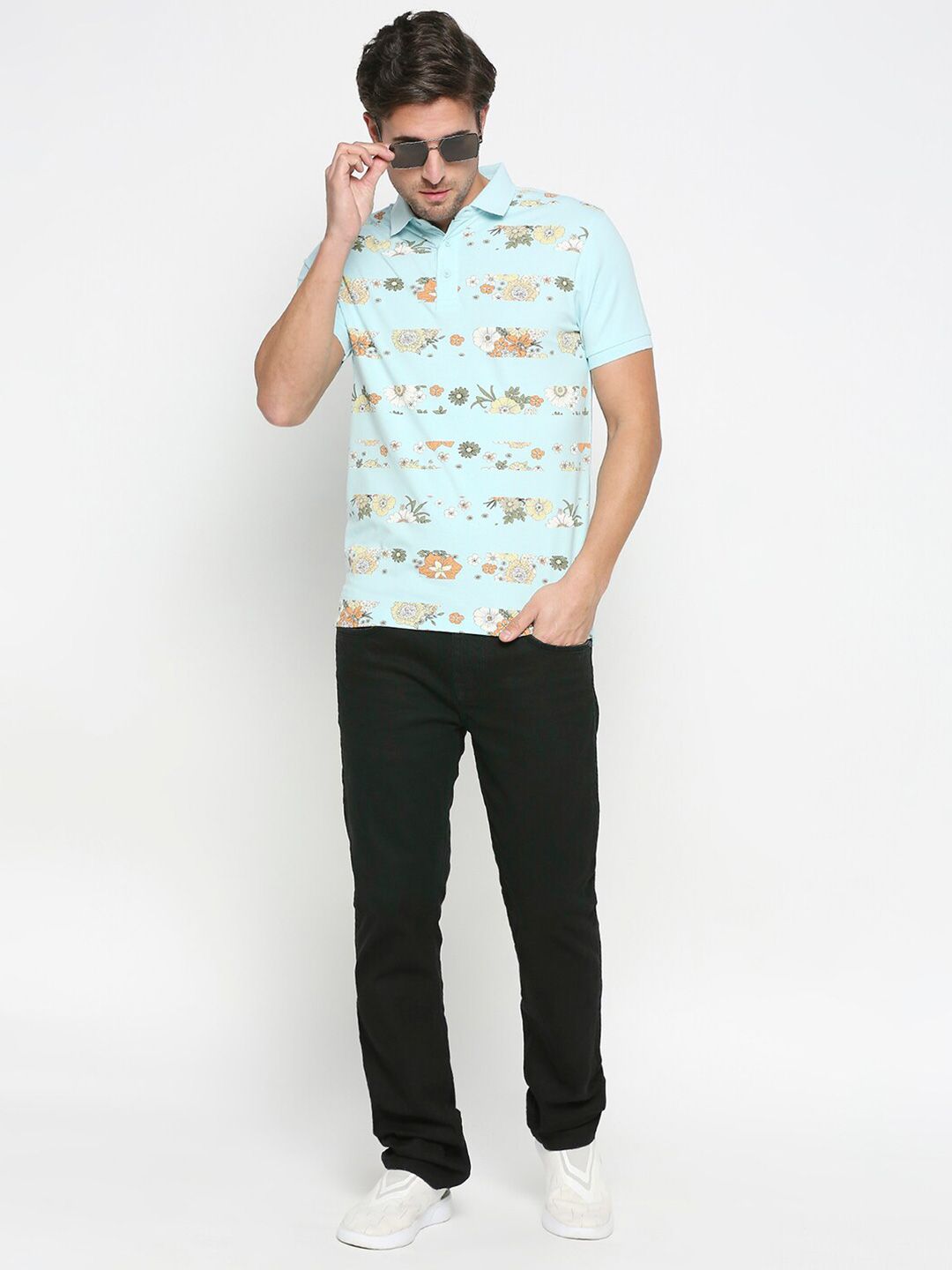Being Human Floral Printed Polo Collar T-shirt