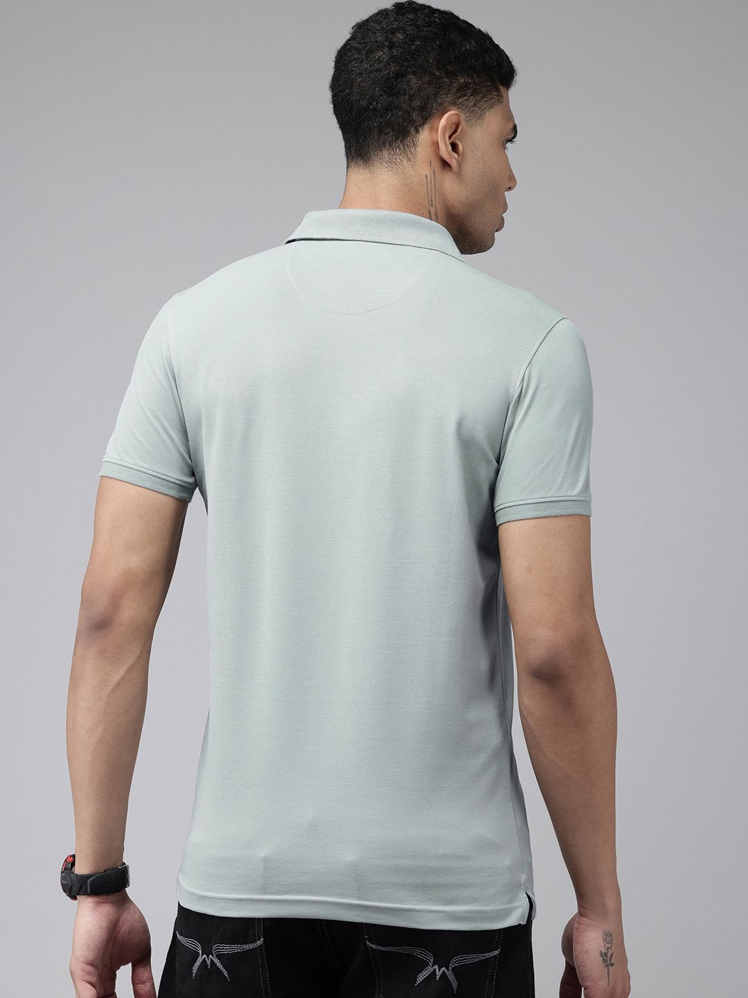 SPYKAR Polo Collar With Applique Detail Slim Fit T-shirt