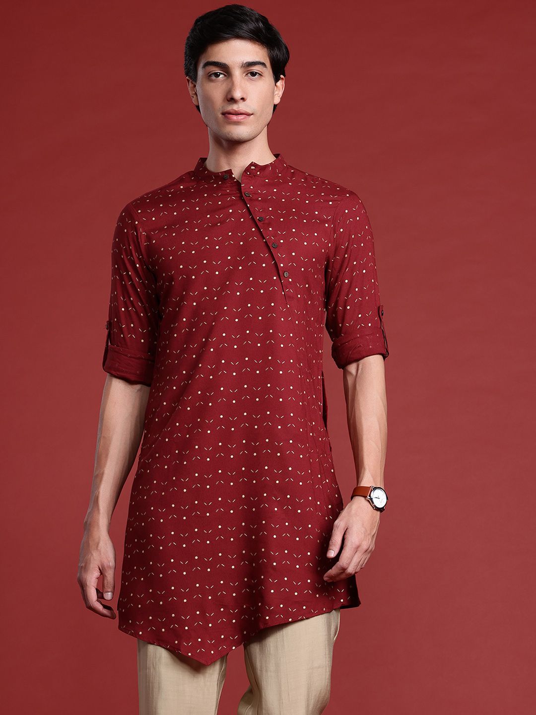 Anouk Tyohaar Collection Ethnic Motifs Print Asymmetric Kurta